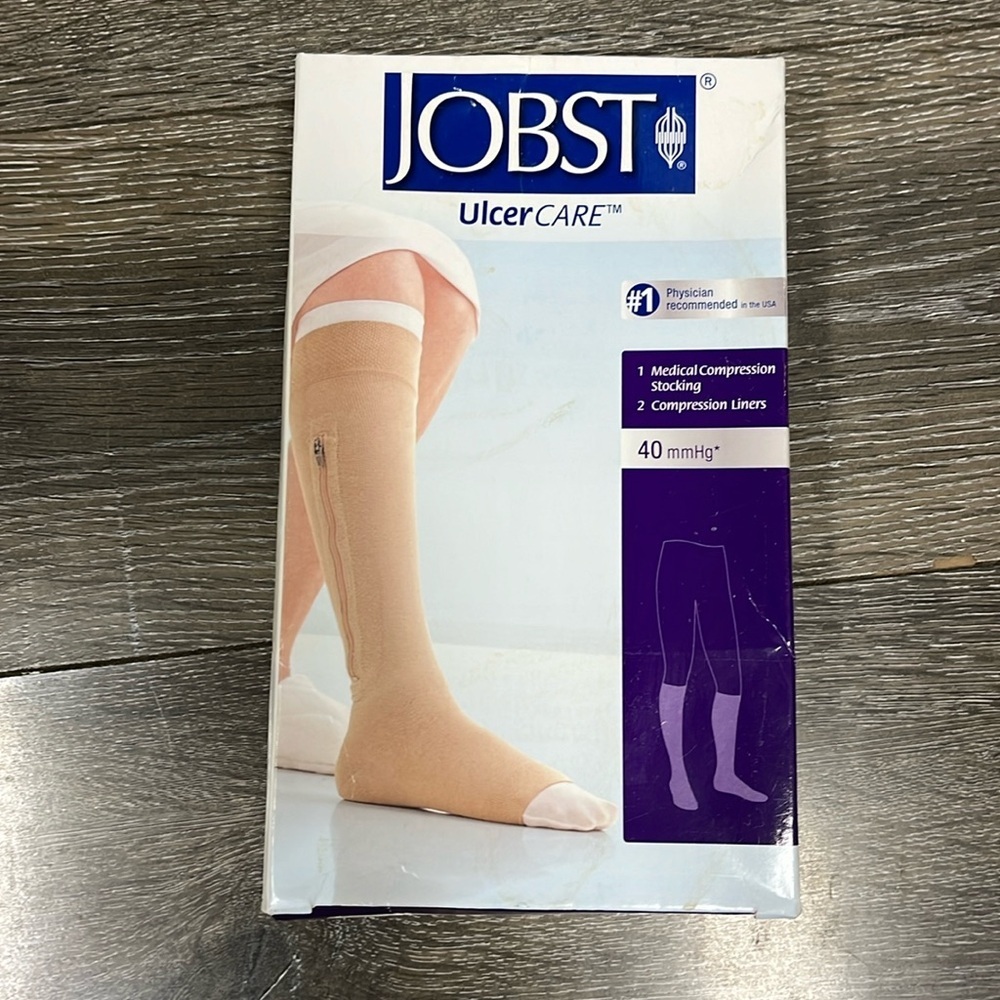 JOBST UlcerCARE 40+ mmHg Open Toe Stocking With Zipper New In Box